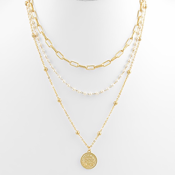 3 Layered Coin Pendant Necklace - Picture 1 of 2